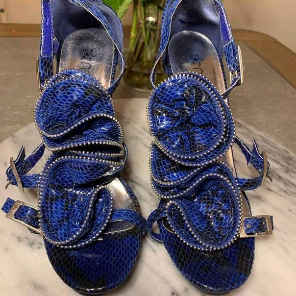 Nadara Shoes - Blue Snakeskin Heels